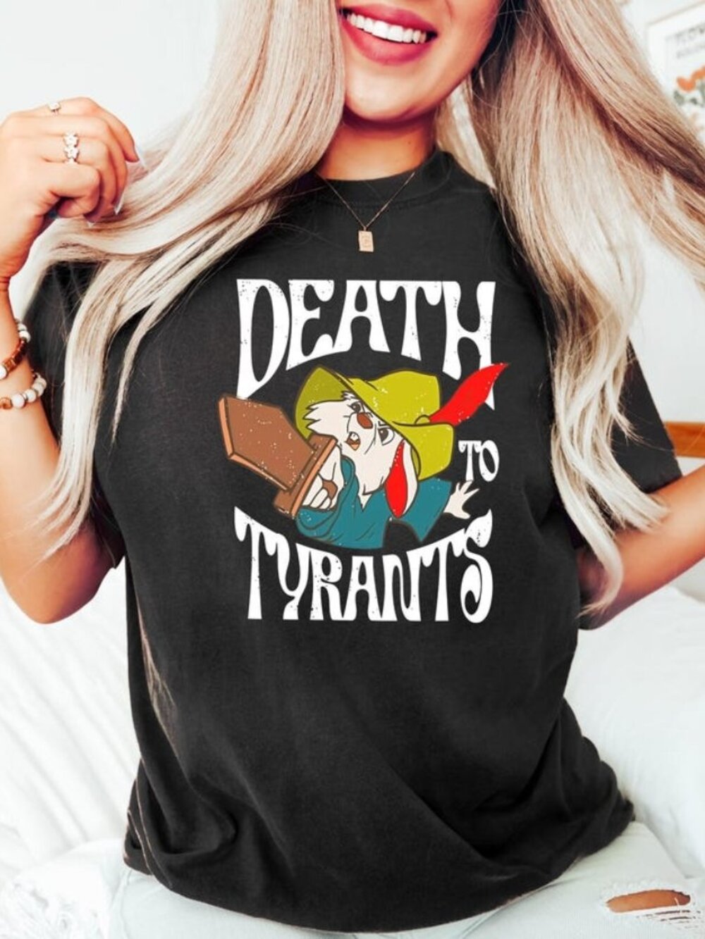Vintage 70s Rabbit Death To Tyrants Shirt, Retro Folk Graphic Tee
